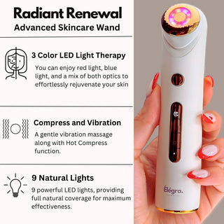 Elegra Red Light Therapy 5-in-1 LED Device with Massager - Facial Light Therapy for Skin Rejuvenation